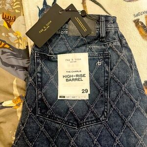 Rag & Bone Charlie Quilted High waist Barrel Jeans- size 29